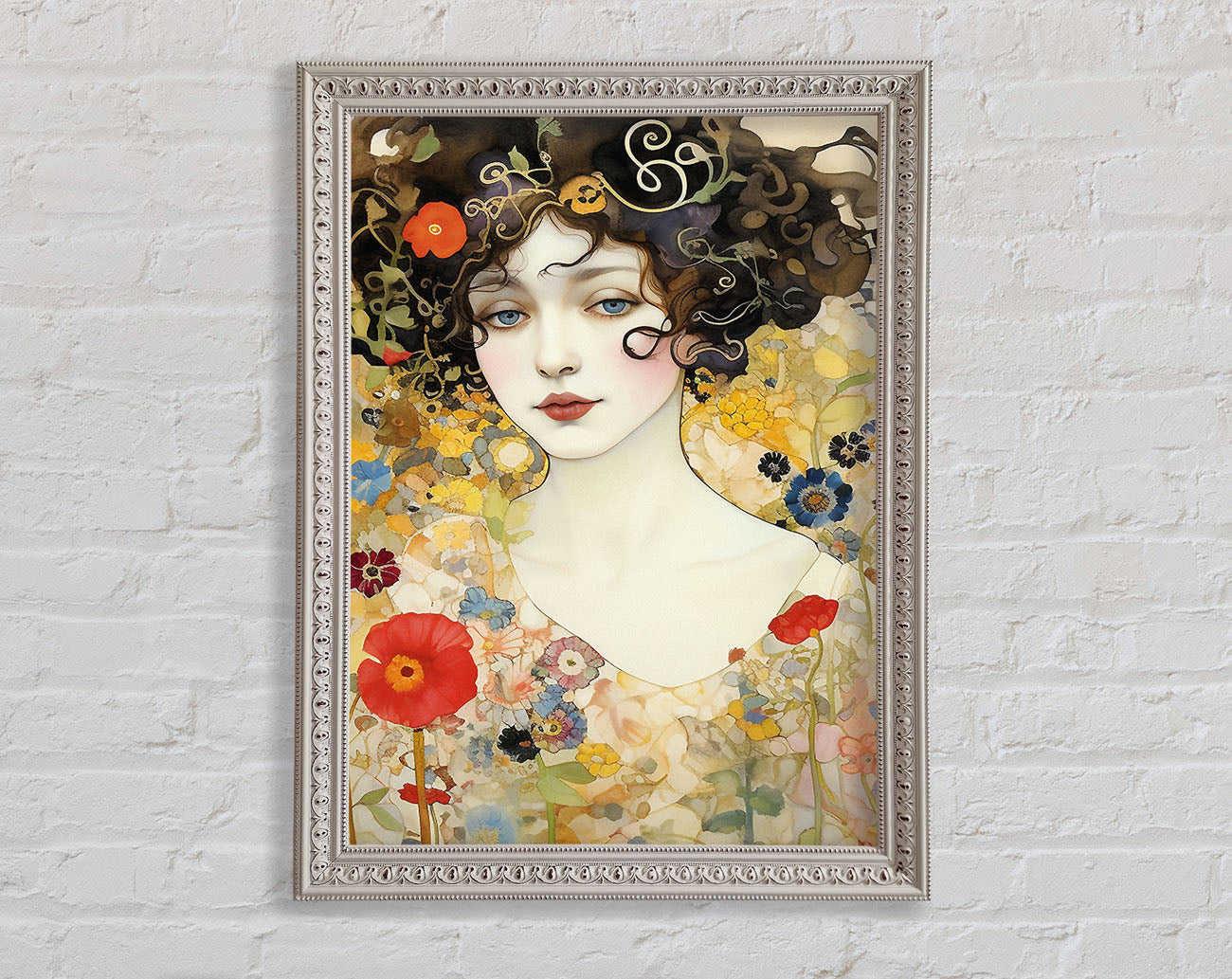 Spring Garden Lady Klimt Style Framed Print