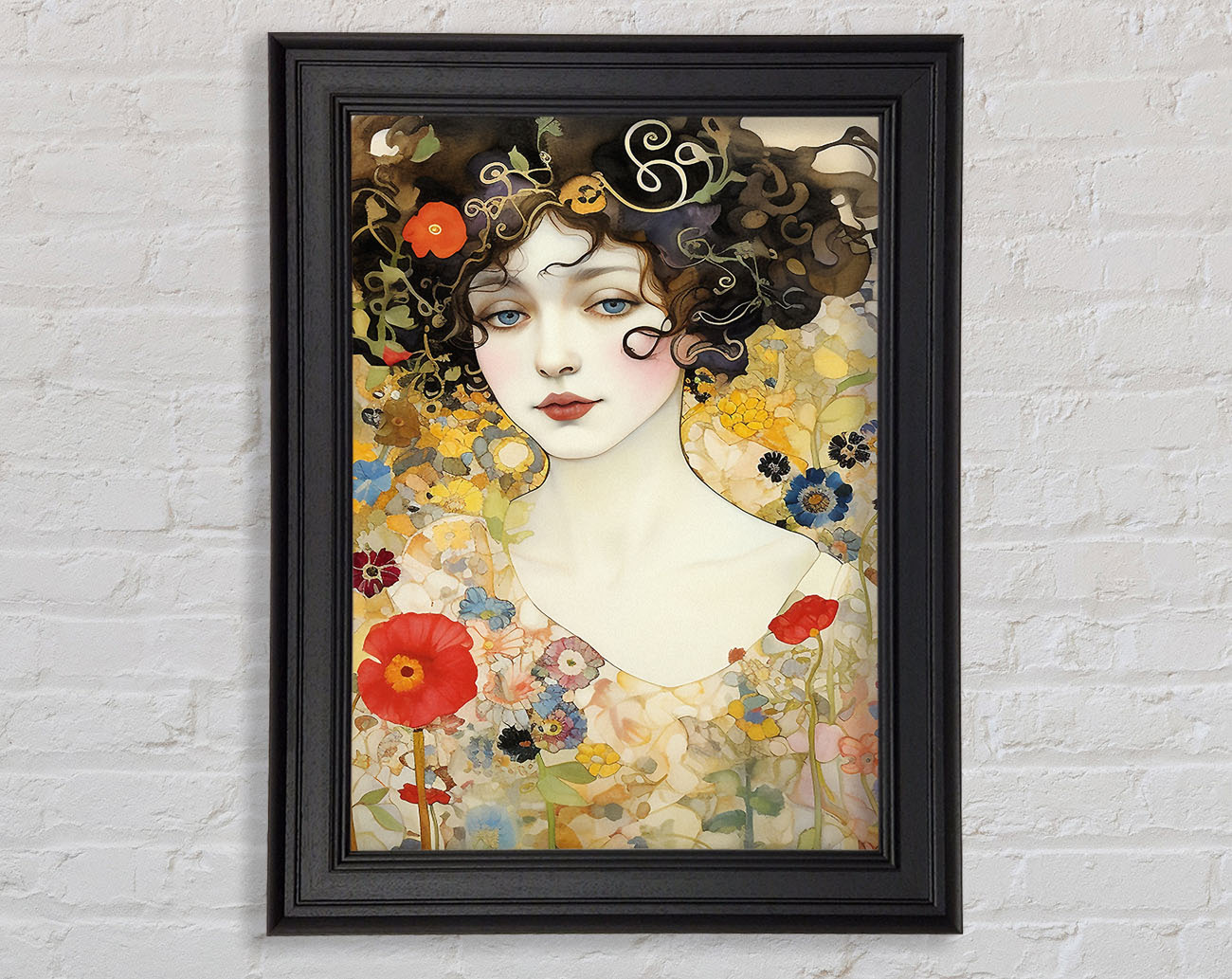 Spring Garden Lady Klimt Style Framed Print