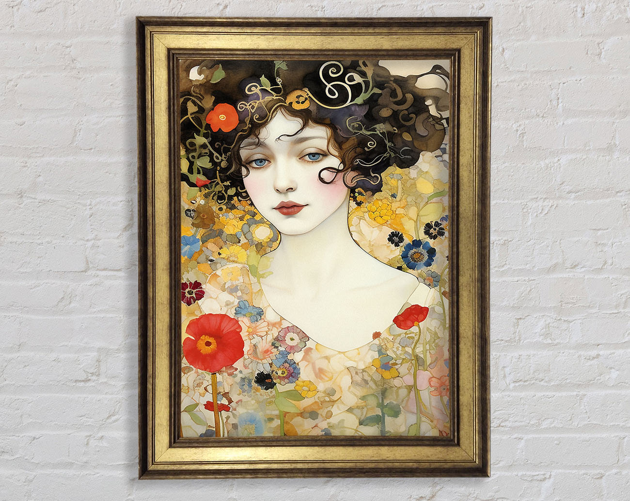 Spring Garden Lady Klimt Style Framed Print