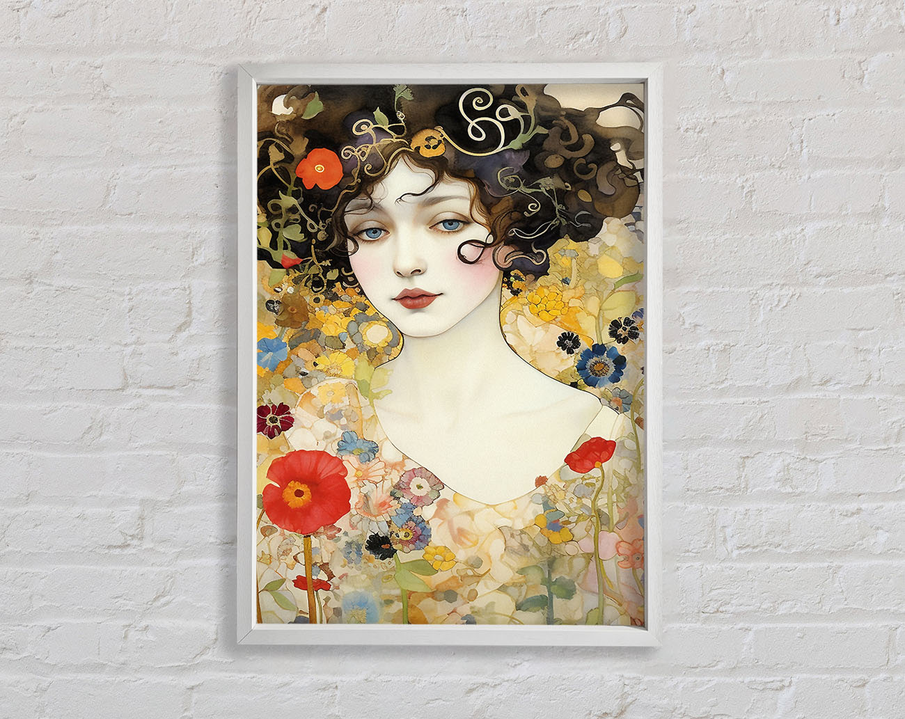 Spring Garden Lady Klimt Style Framed Print