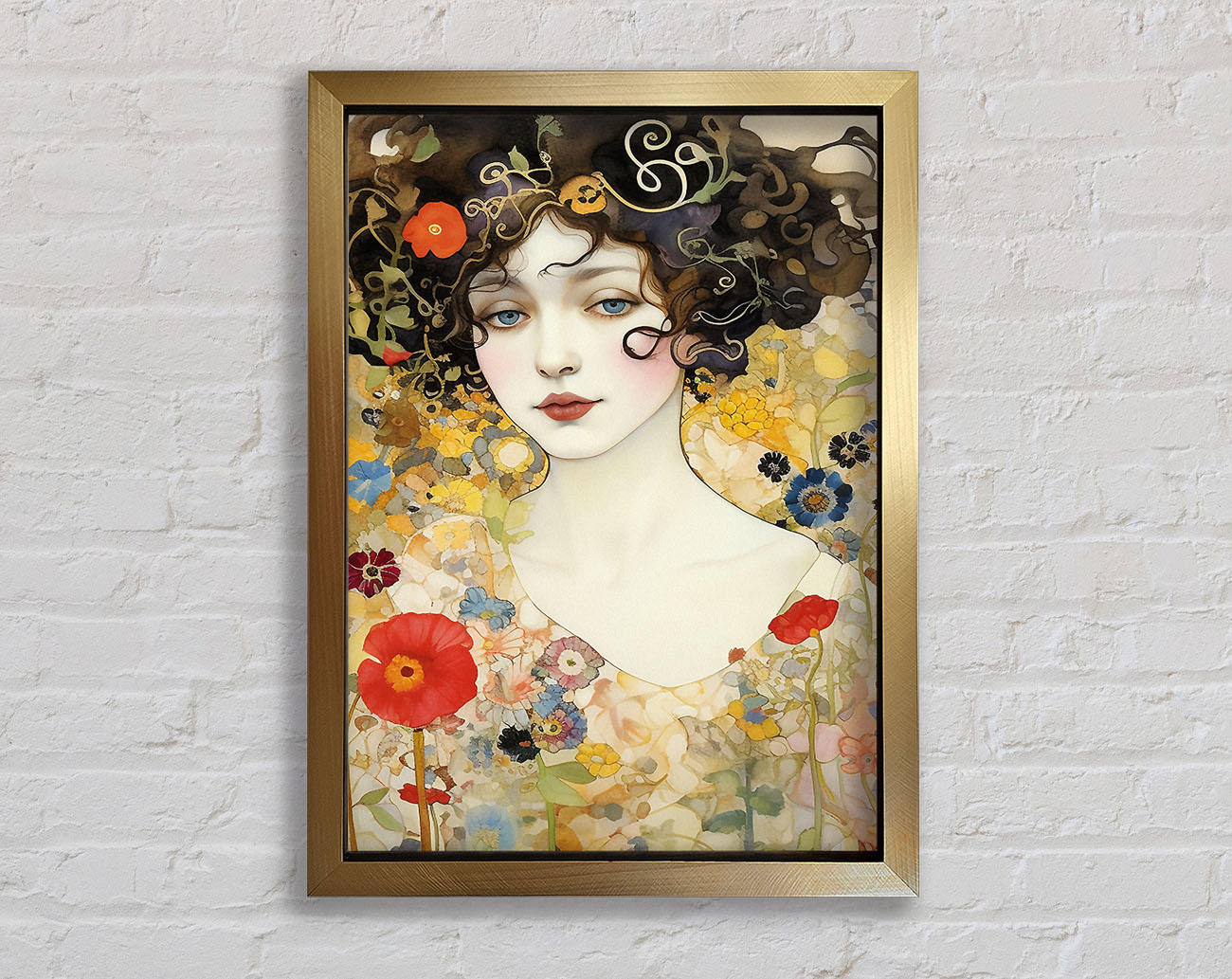 Spring Garden Lady Klimt Style Framed Print