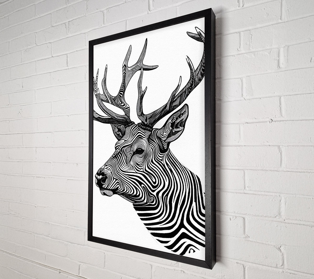 Stag Zebra Stripes Canvas Wall Art