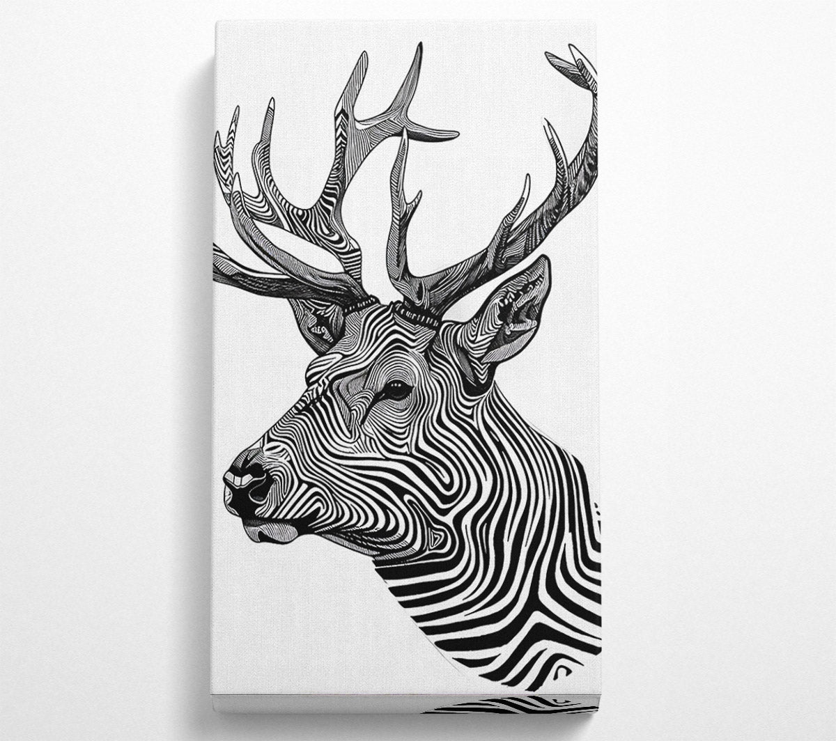 Stag Zebra Stripes Canvas Wall Art