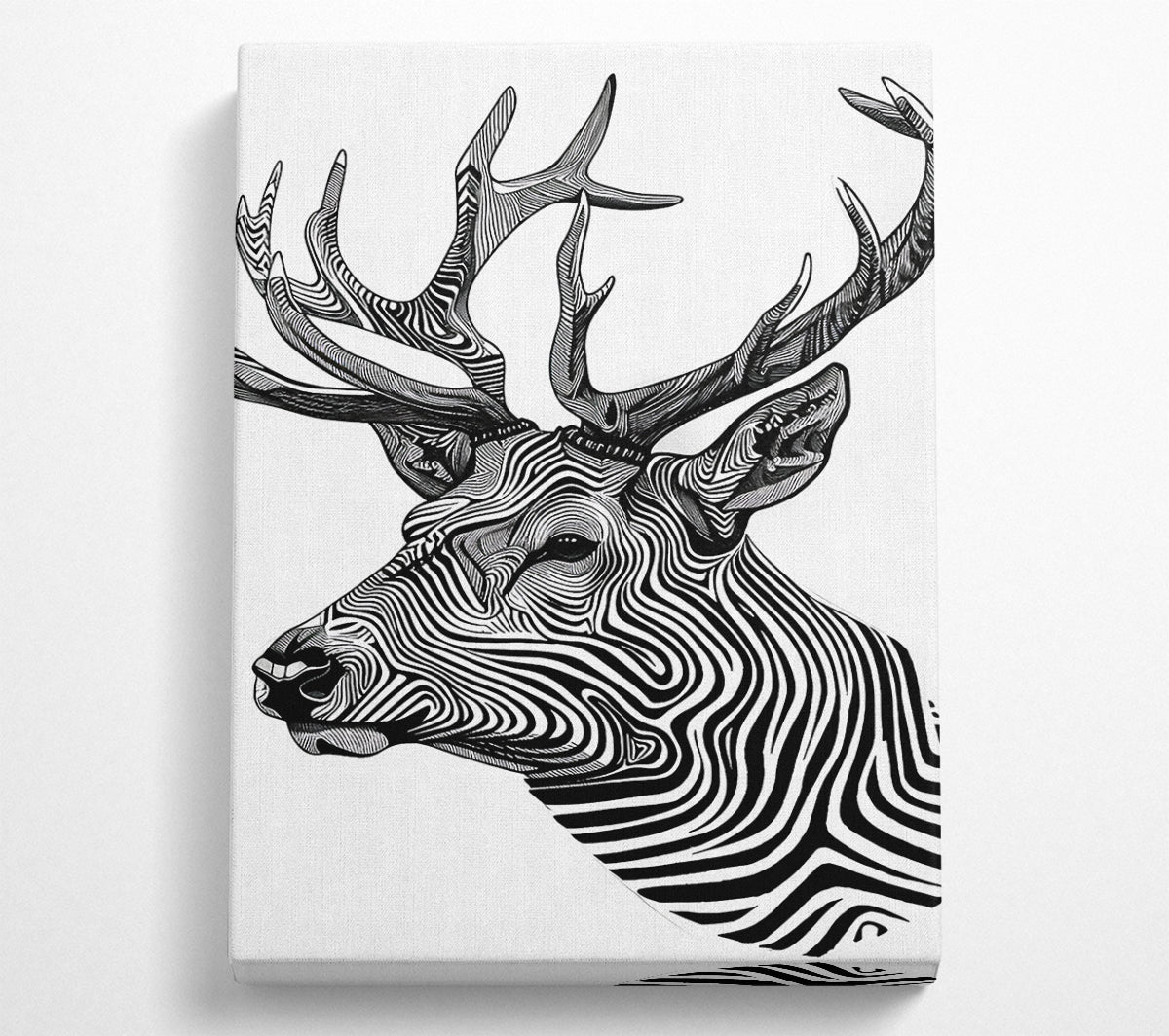 Stag Zebra Stripes Canvas Wall Art