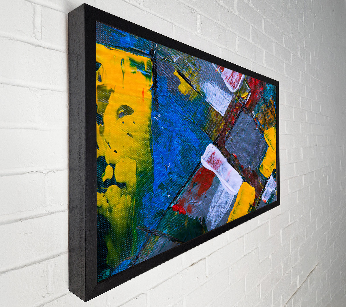 Yellow Strokes On Blue Canvas Wall Art