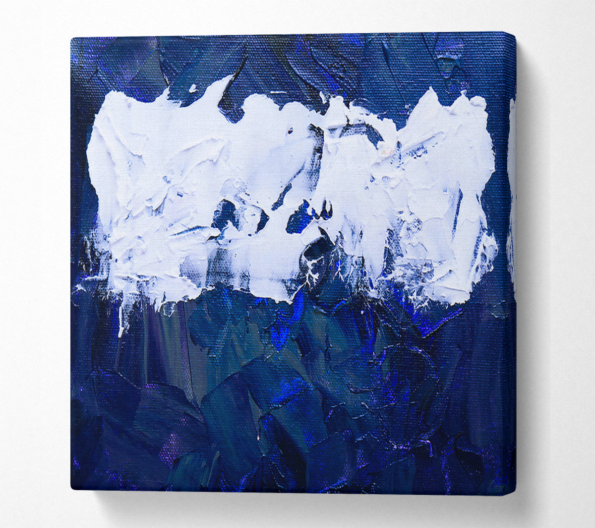 White On Deep Blue Canvas Wall Art