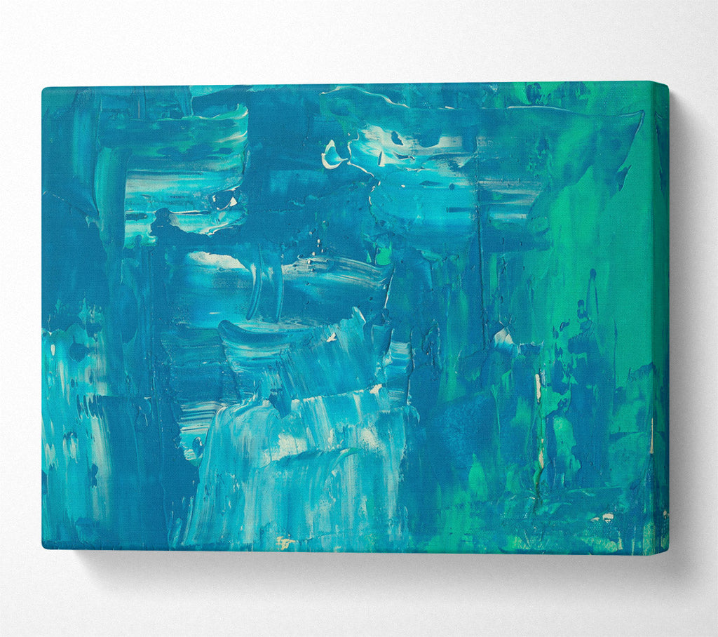 Teal Abstract Strokes Canvas Wall Art