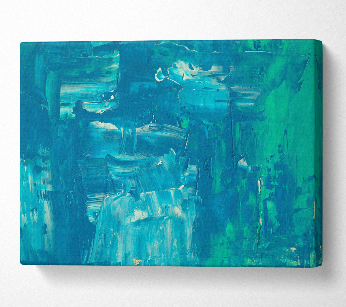 Teal Abstract Strokes Canvas Wall Art