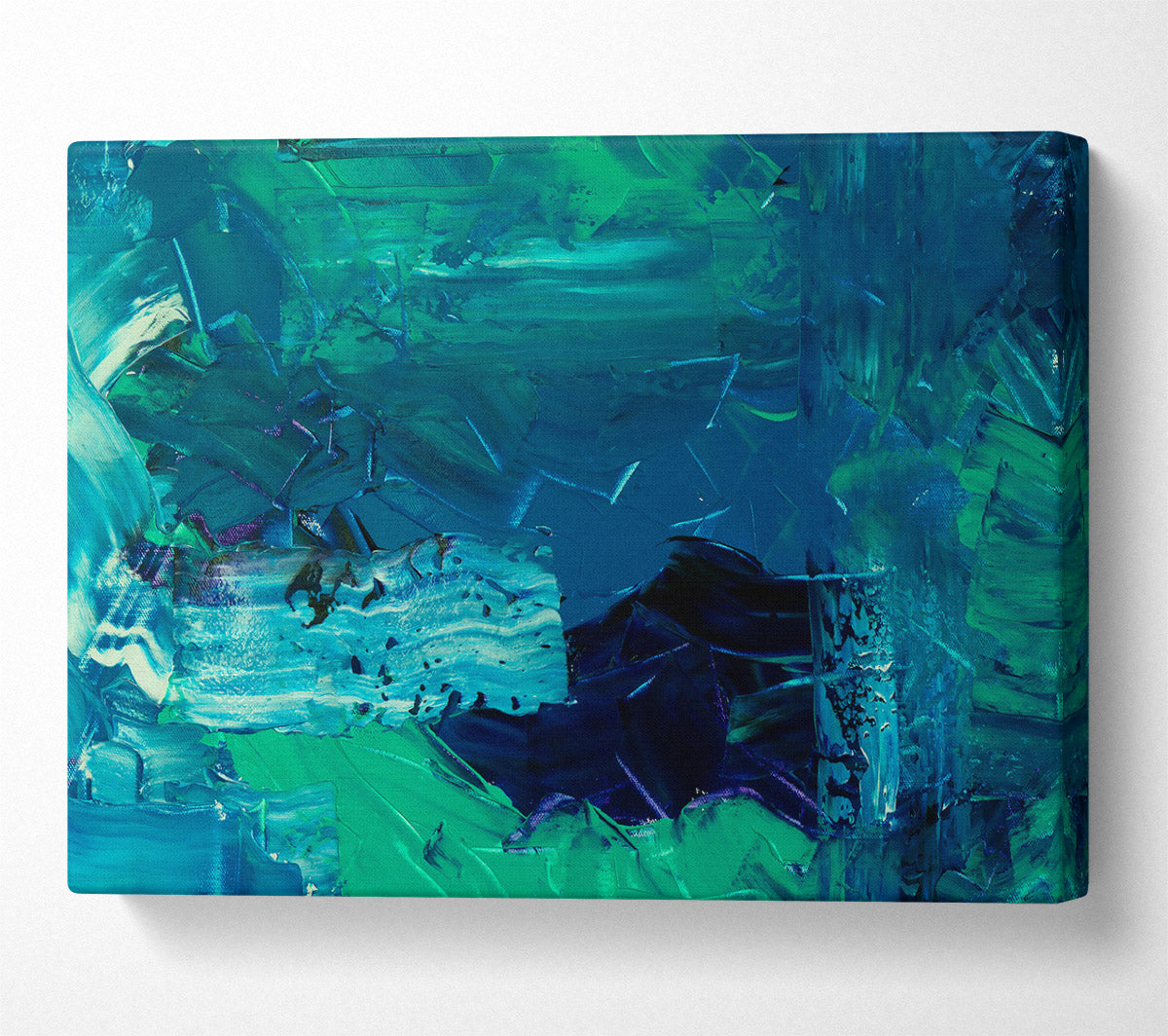 Teal Abstract Strokes Canvas Wall Art