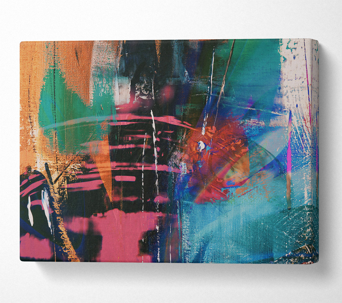 Teal Abstract Strokes Canvas Wall Art