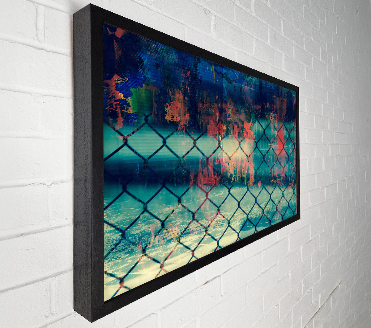 Teal Chain Link Fence Canvas Wall Art