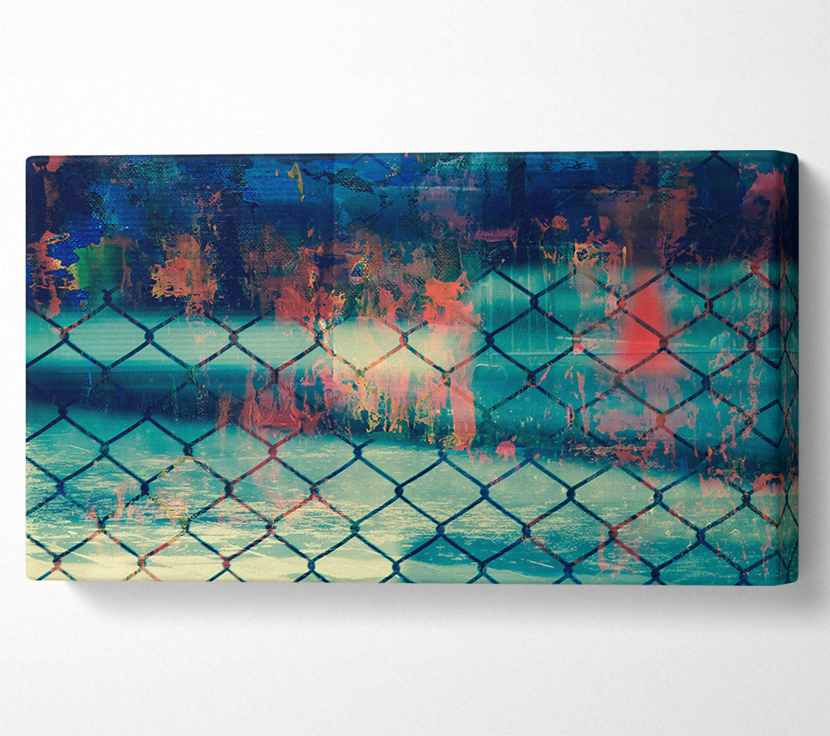 Teal Chain Link Fence Canvas Wall Art