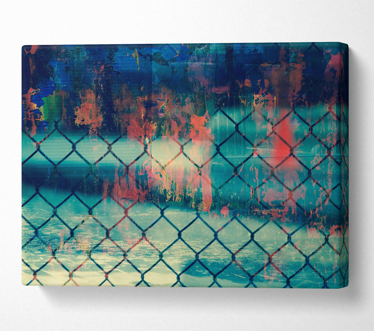 Teal Chain Link Fence Canvas Wall Art