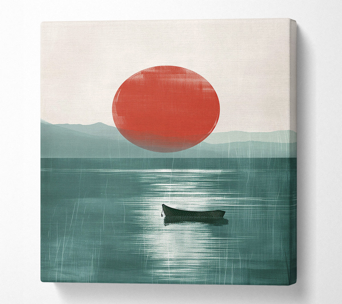 Sunset Ocean Boat Canvas Wall Art