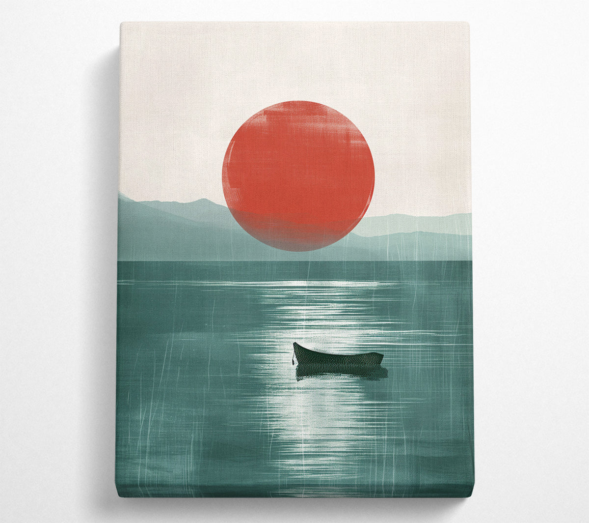 Sunset Ocean Boat Canvas Wall Art