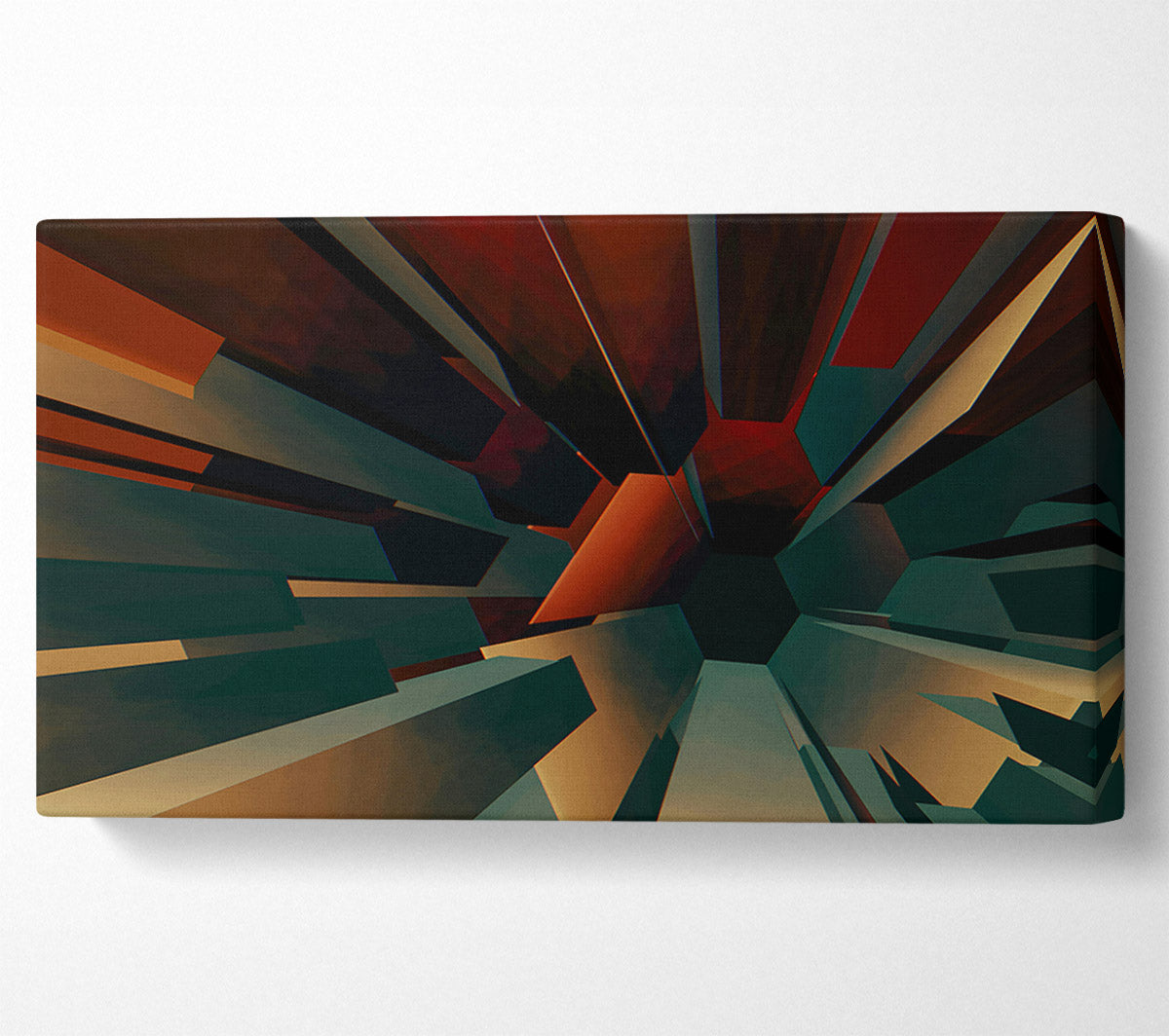 Teal Geometric Ascent Canvas Wall Art