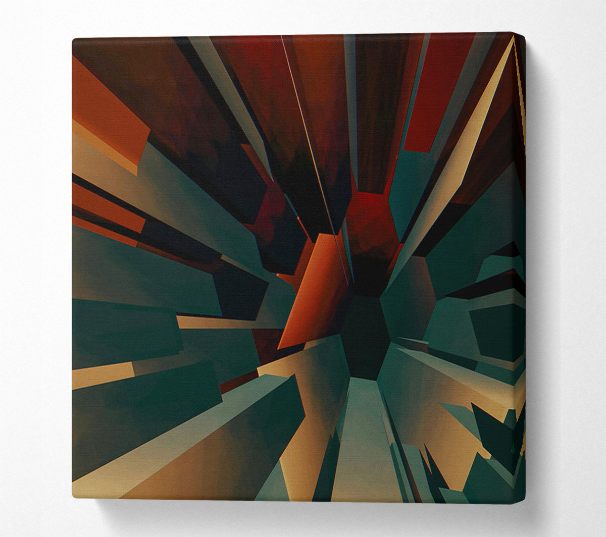 Teal Geometric Ascent Canvas Wall Art