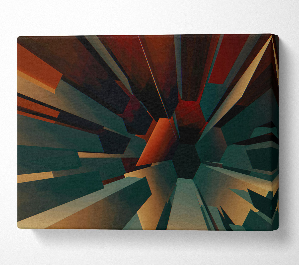 Teal Geometric Ascent Canvas Wall Art