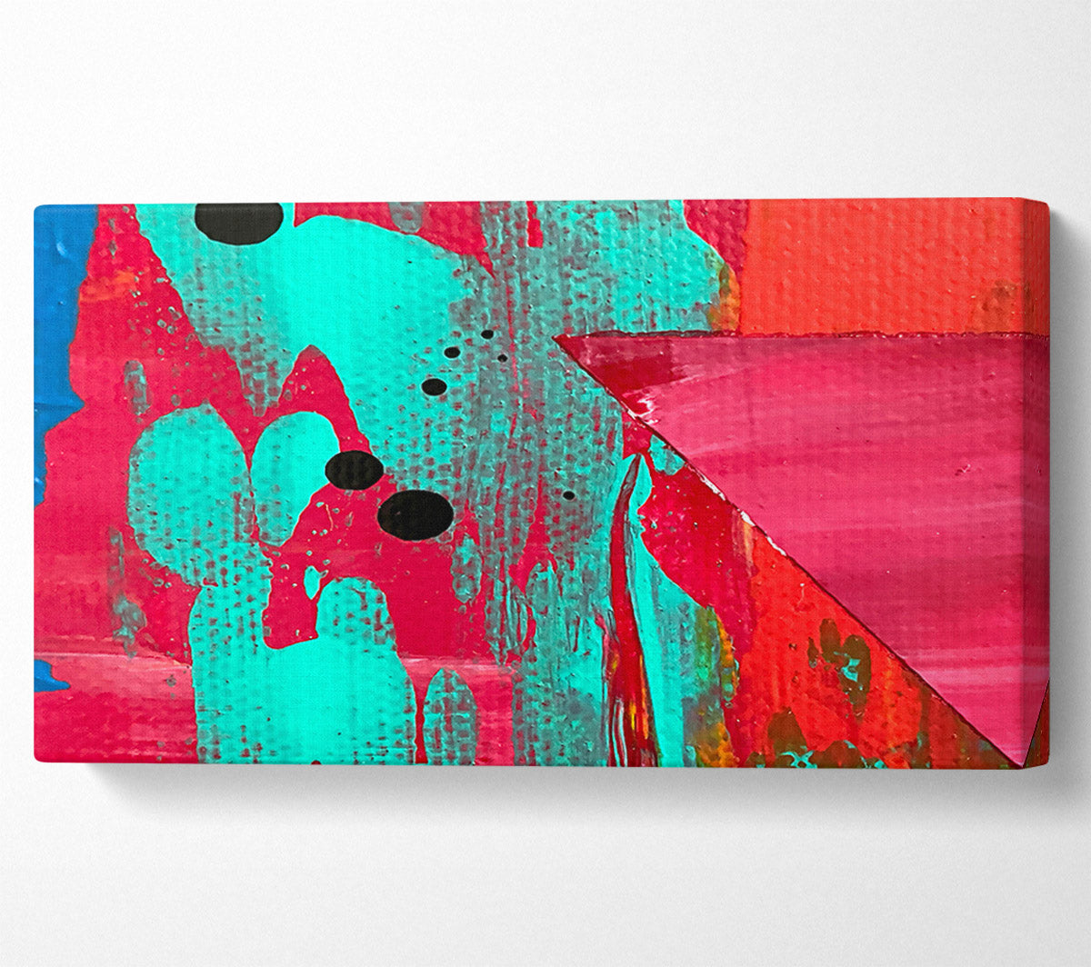 Teal & Crimson Abstract Canvas Wall Art