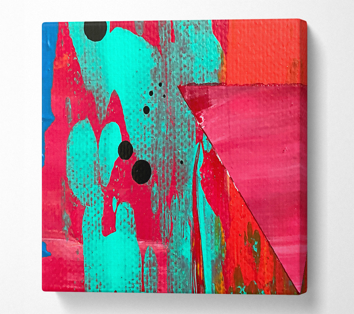 Teal & Crimson Abstract Canvas Wall Art