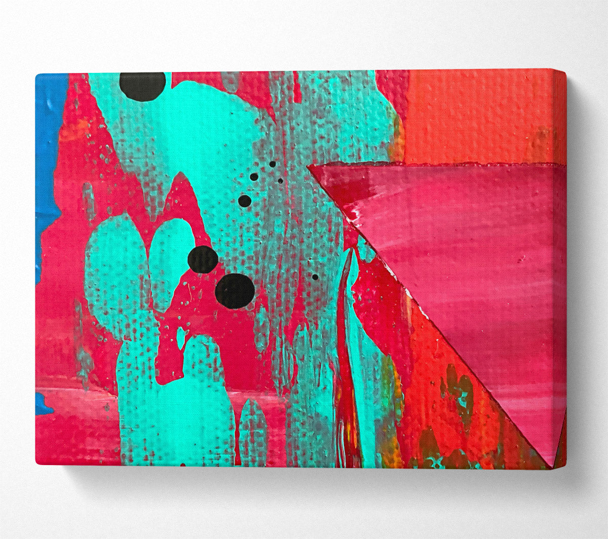 Teal & Crimson Abstract Canvas Wall Art