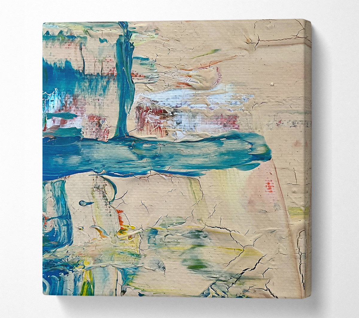 Teal And Cracked Hues Canvas Wall Art