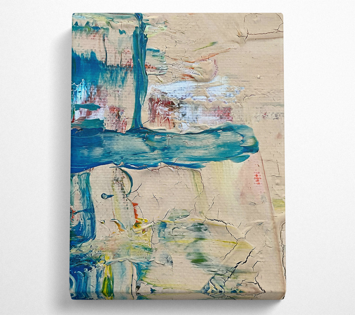 Teal And Cracked Hues Canvas Wall Art