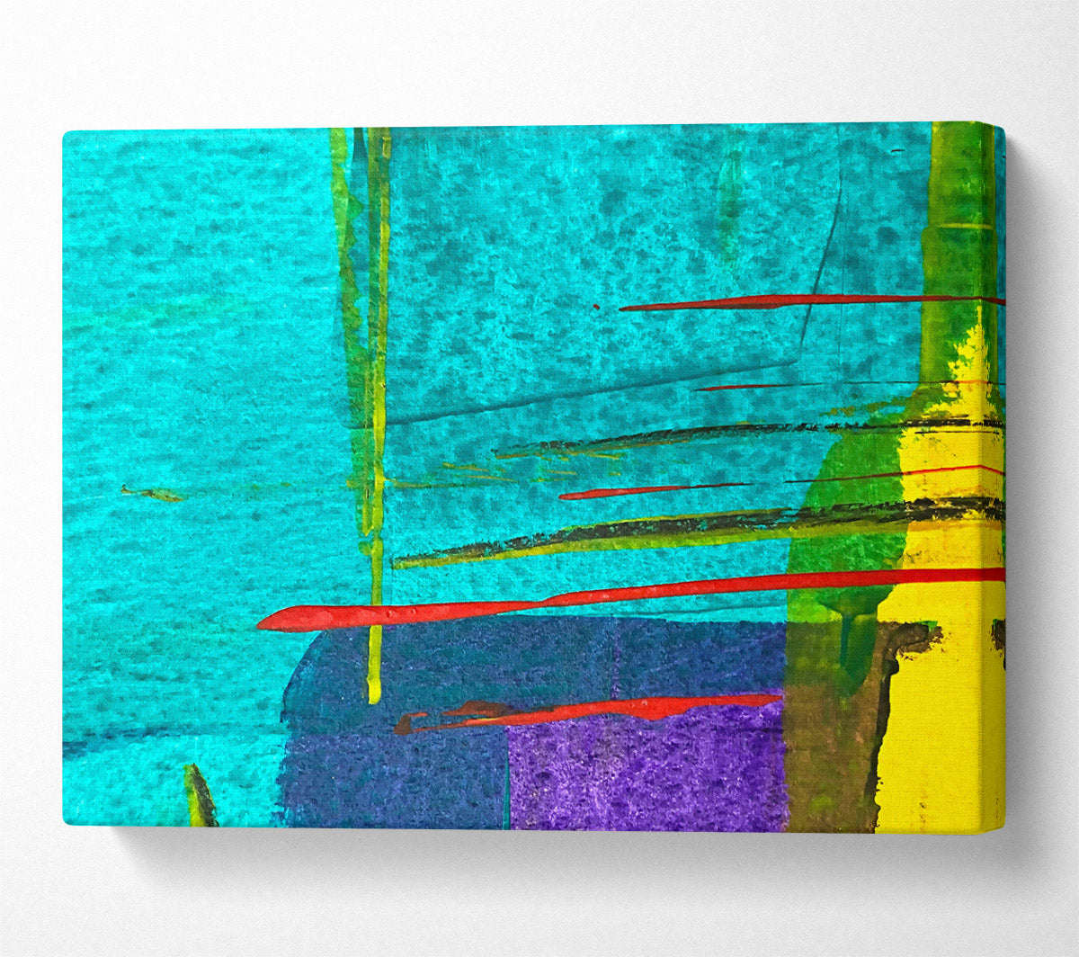 Teal Abstract Strokes Canvas Wall Art