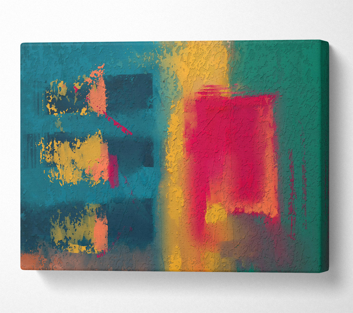 Teal And Crimson Hues Canvas Wall Art