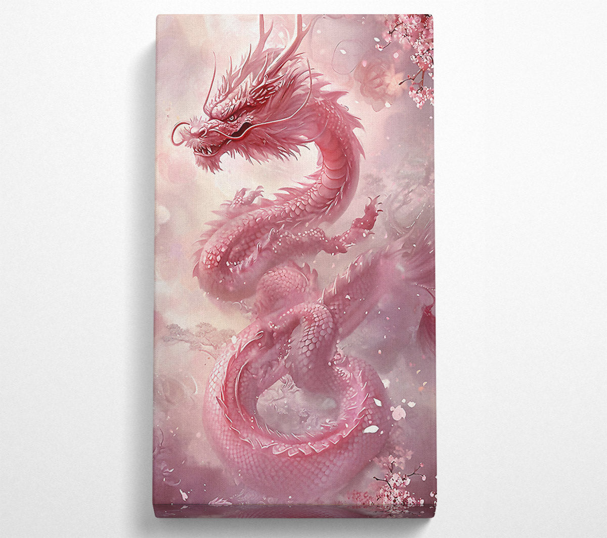 The Pink Chinese Dragon Canvas Wall Art