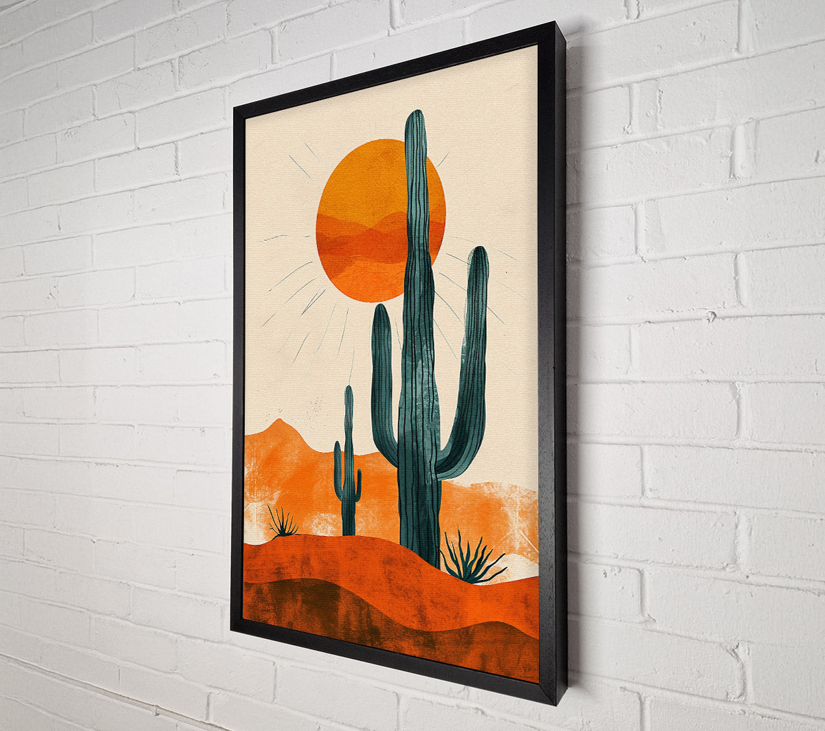 The Sun Cactus Desert Canvas Wall Art