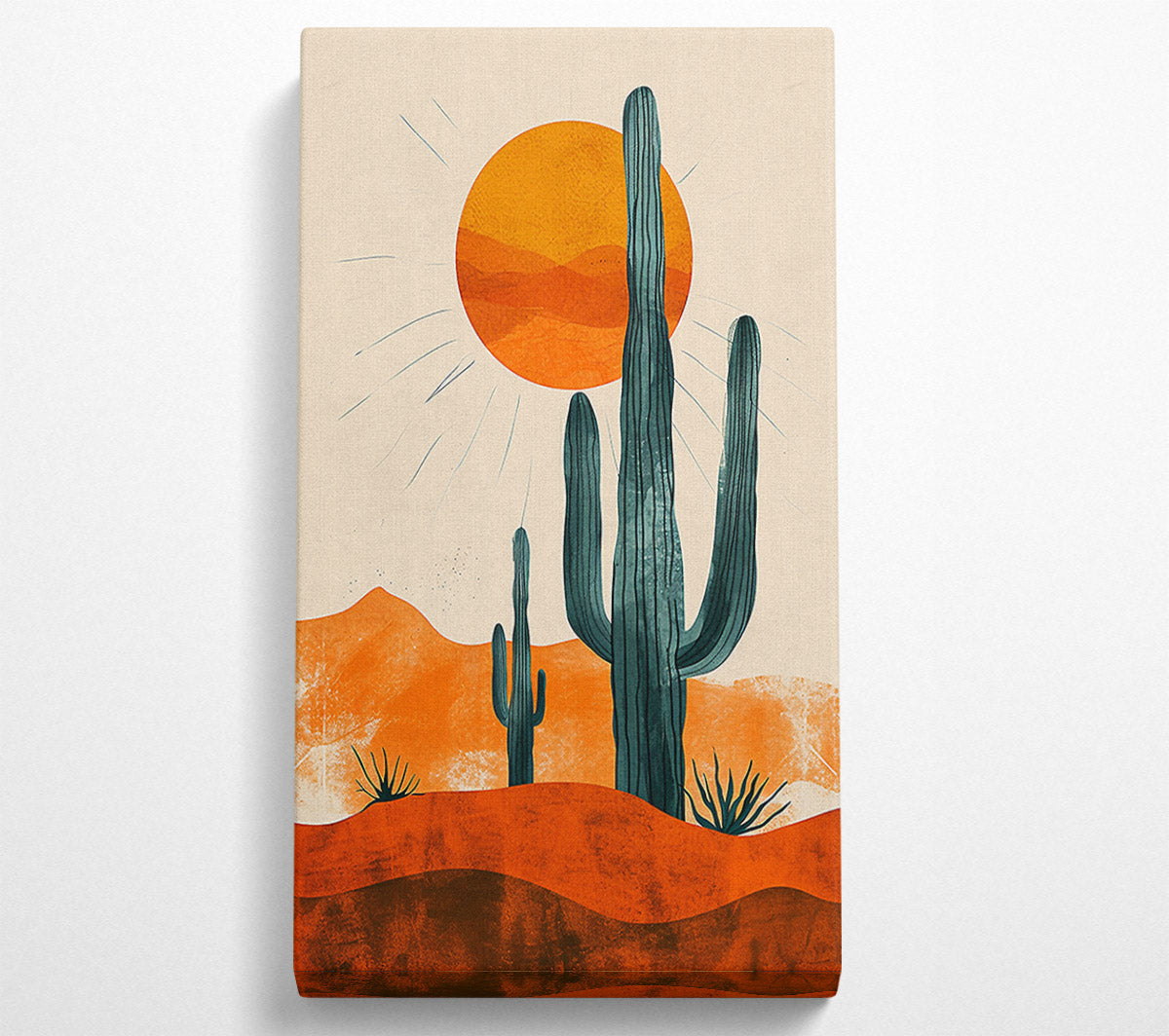 The Sun Cactus Desert Canvas Wall Art