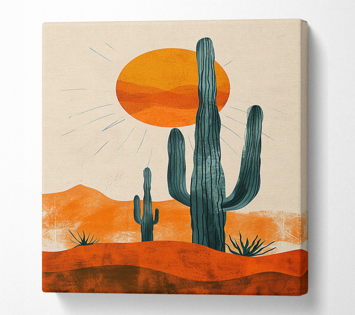 The Sun Cactus Desert Canvas Wall Art