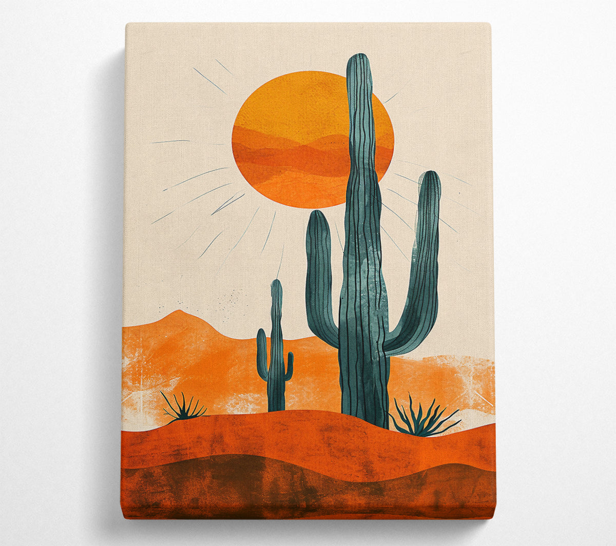 The Sun Cactus Desert Canvas Wall Art