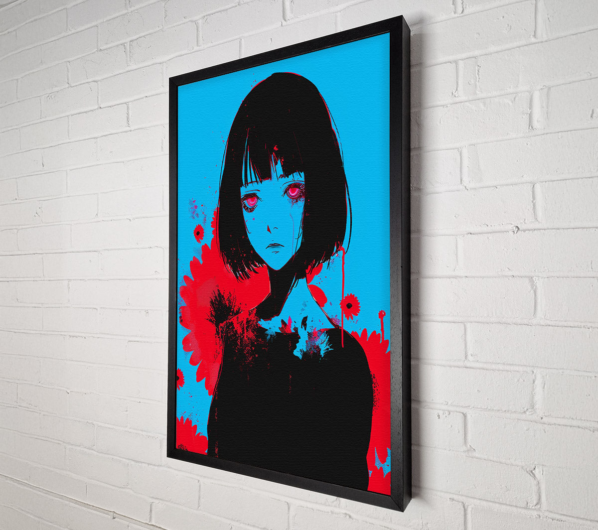 Red Tears On Blue Canvas Wall Art