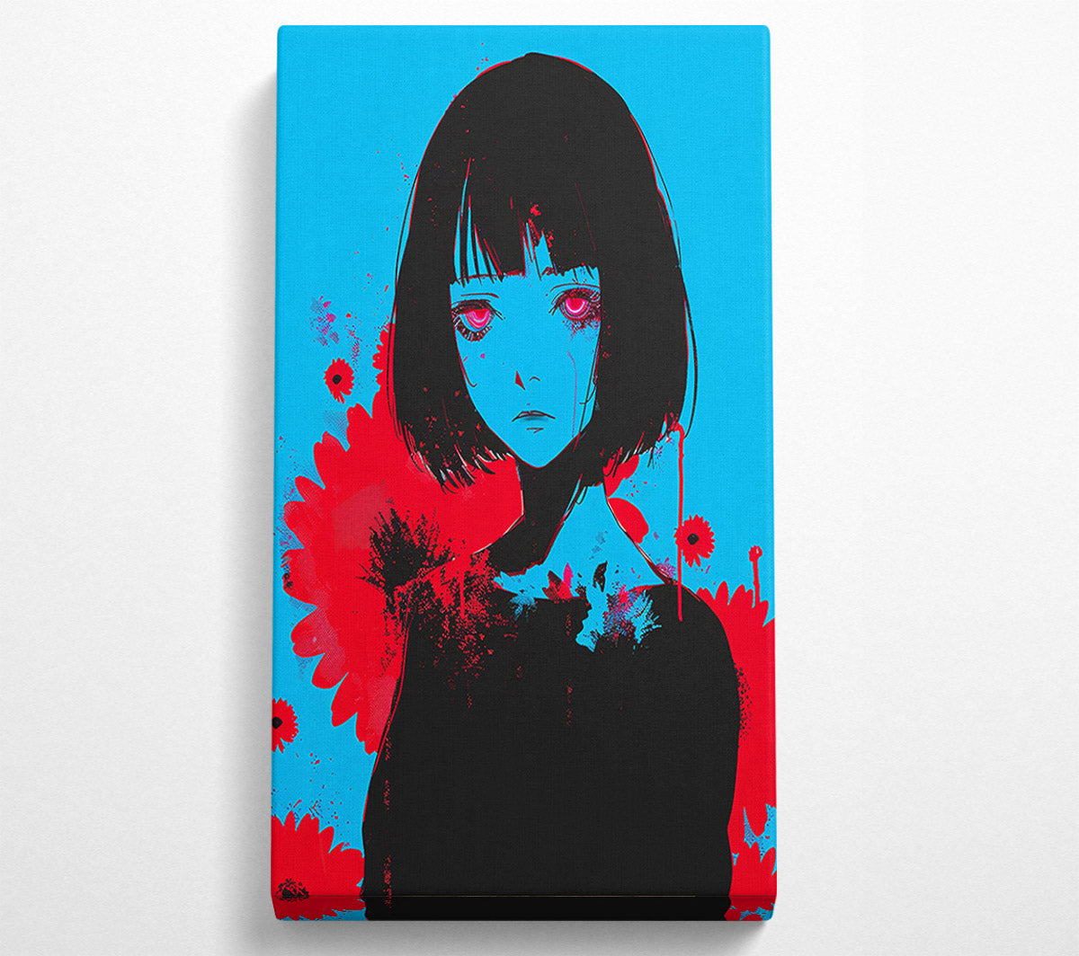 Red Tears On Blue Canvas Wall Art
