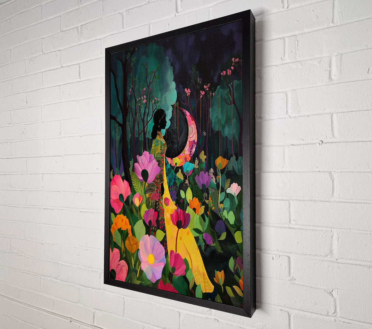 Yellow Moonlight Garden Canvas Wall Art