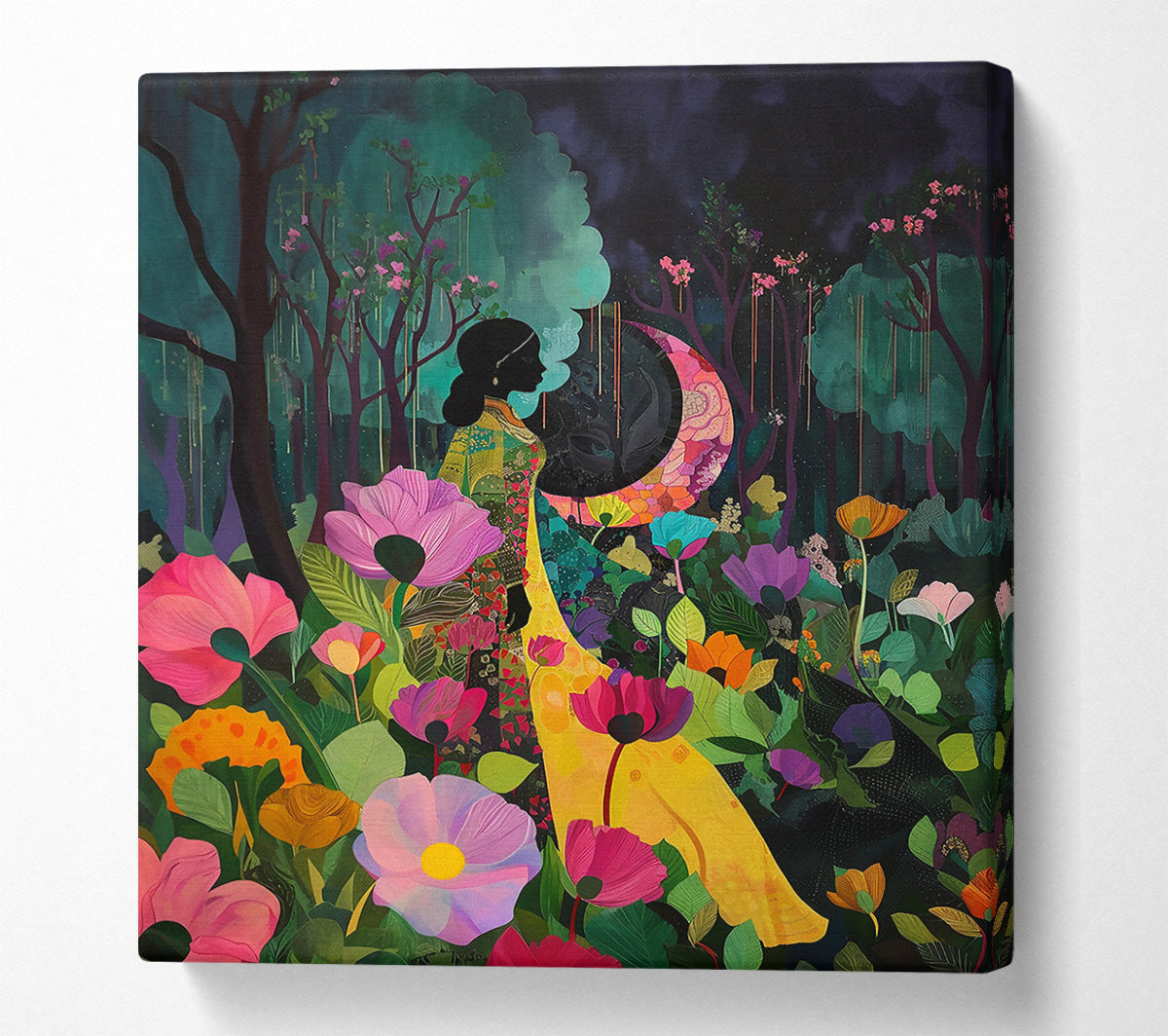 Yellow Moonlight Garden Canvas Wall Art