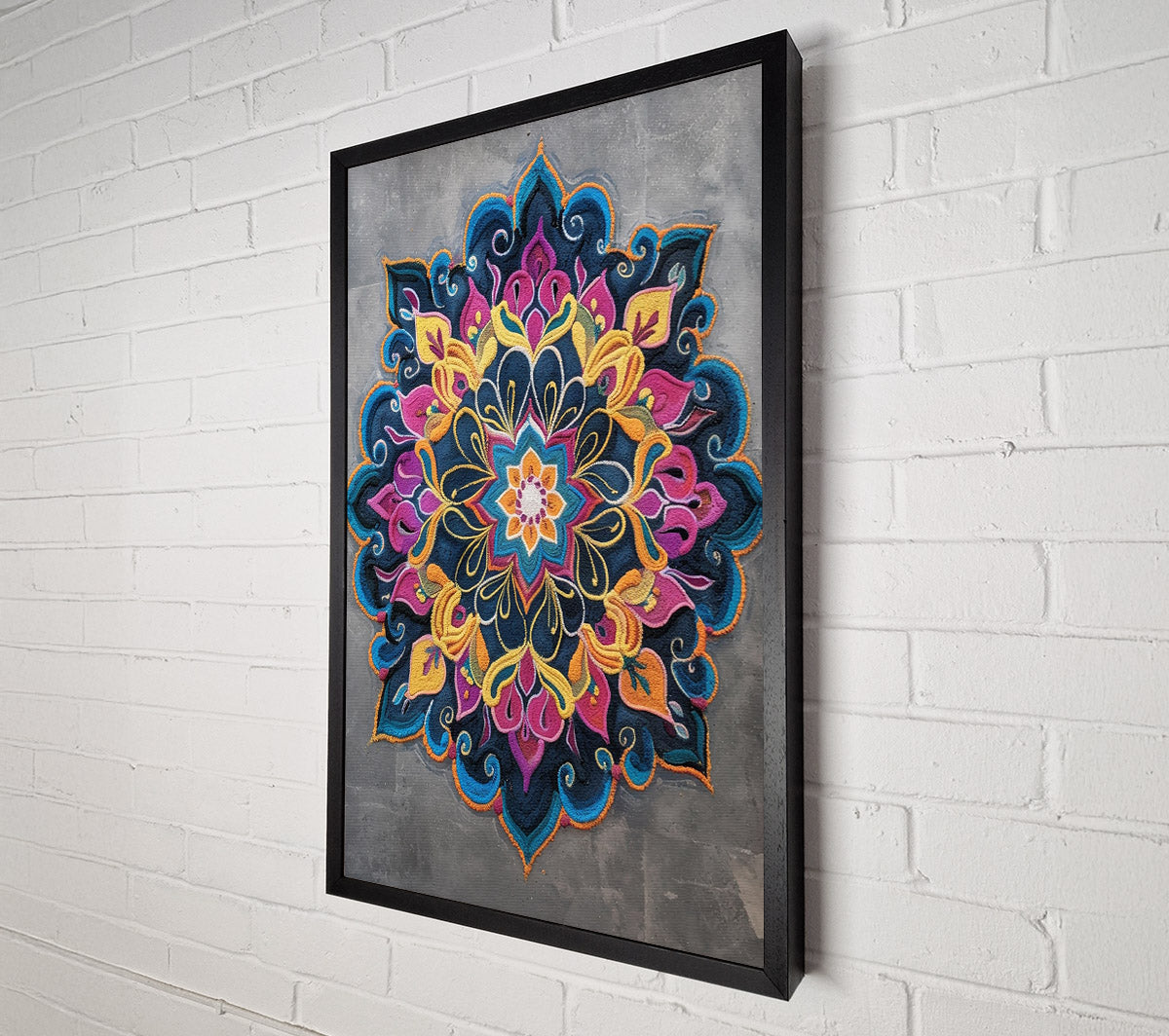 Blue Floral Mandala Canvas Wall Art