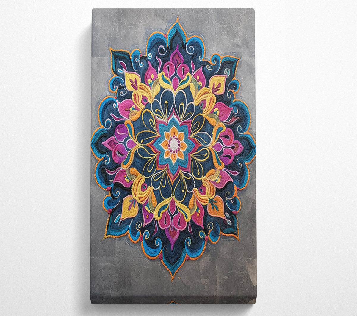 Blue Floral Mandala Canvas Wall Art