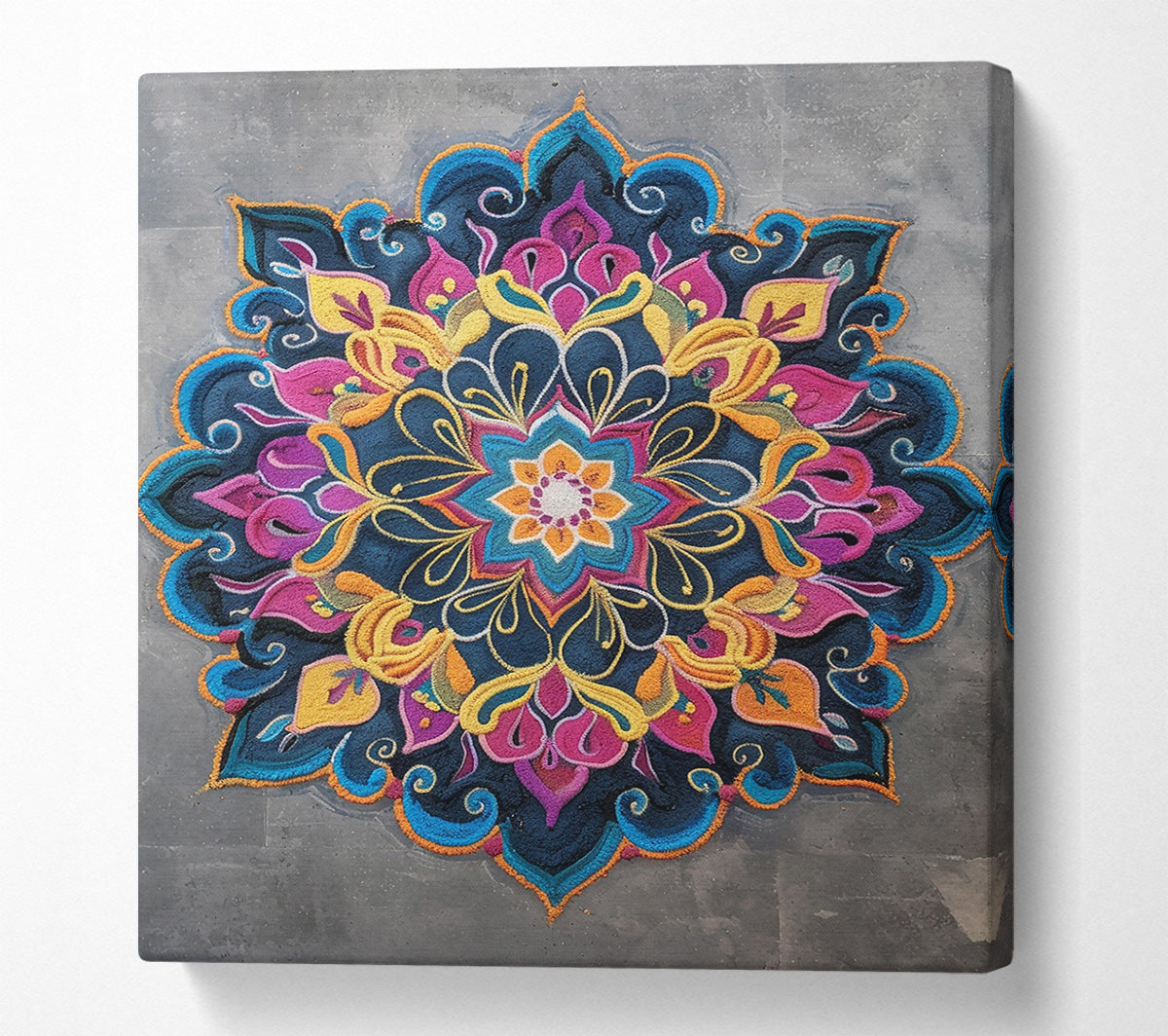 Blue Floral Mandala Canvas Wall Art