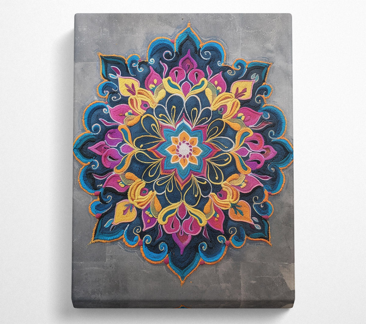 Blue Floral Mandala Canvas Wall Art