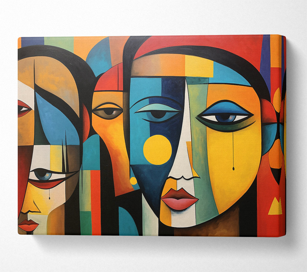 Yellow Abstract Faces Canvas Wall Art
