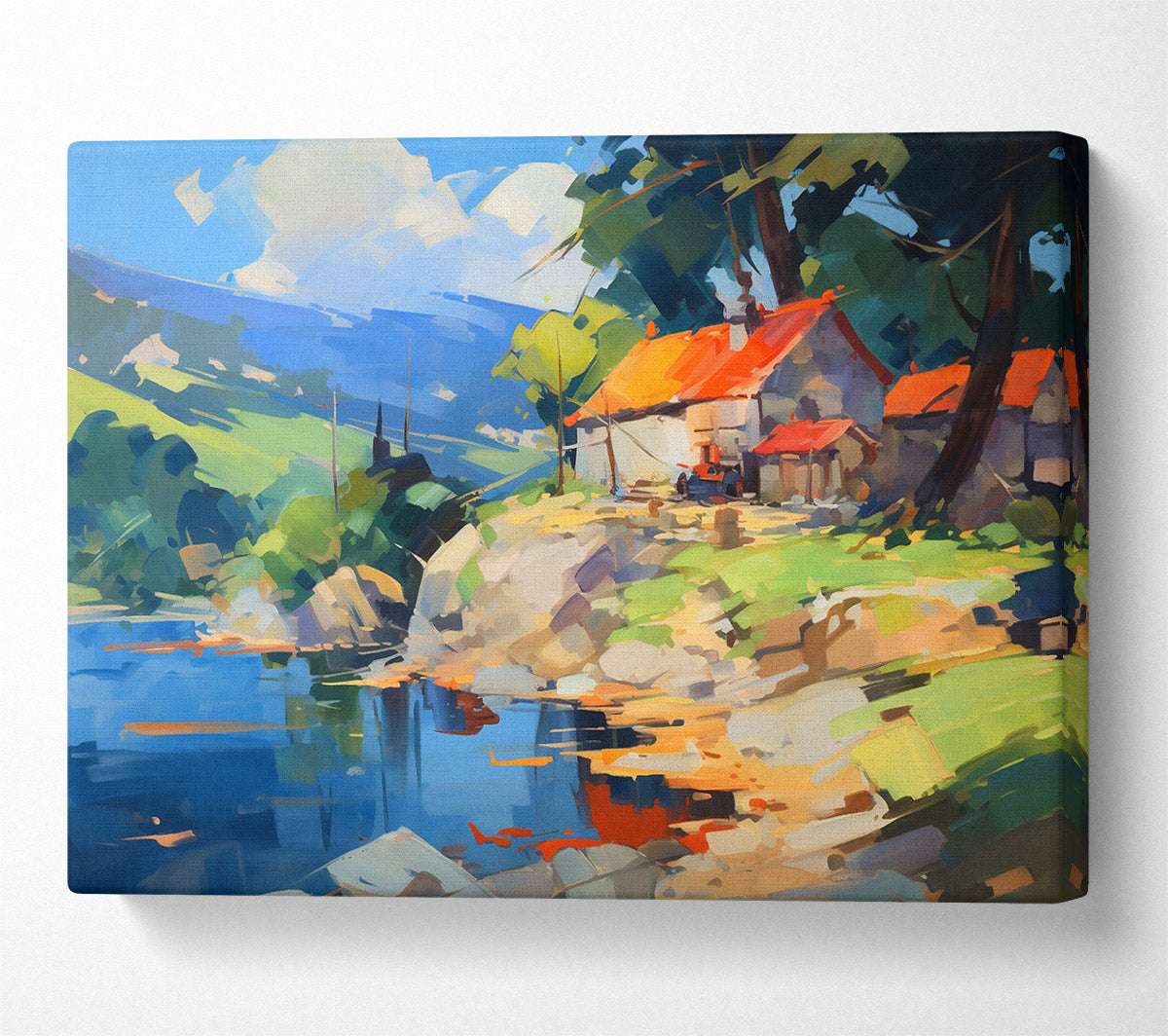 Blue River Cottage Canvas Art