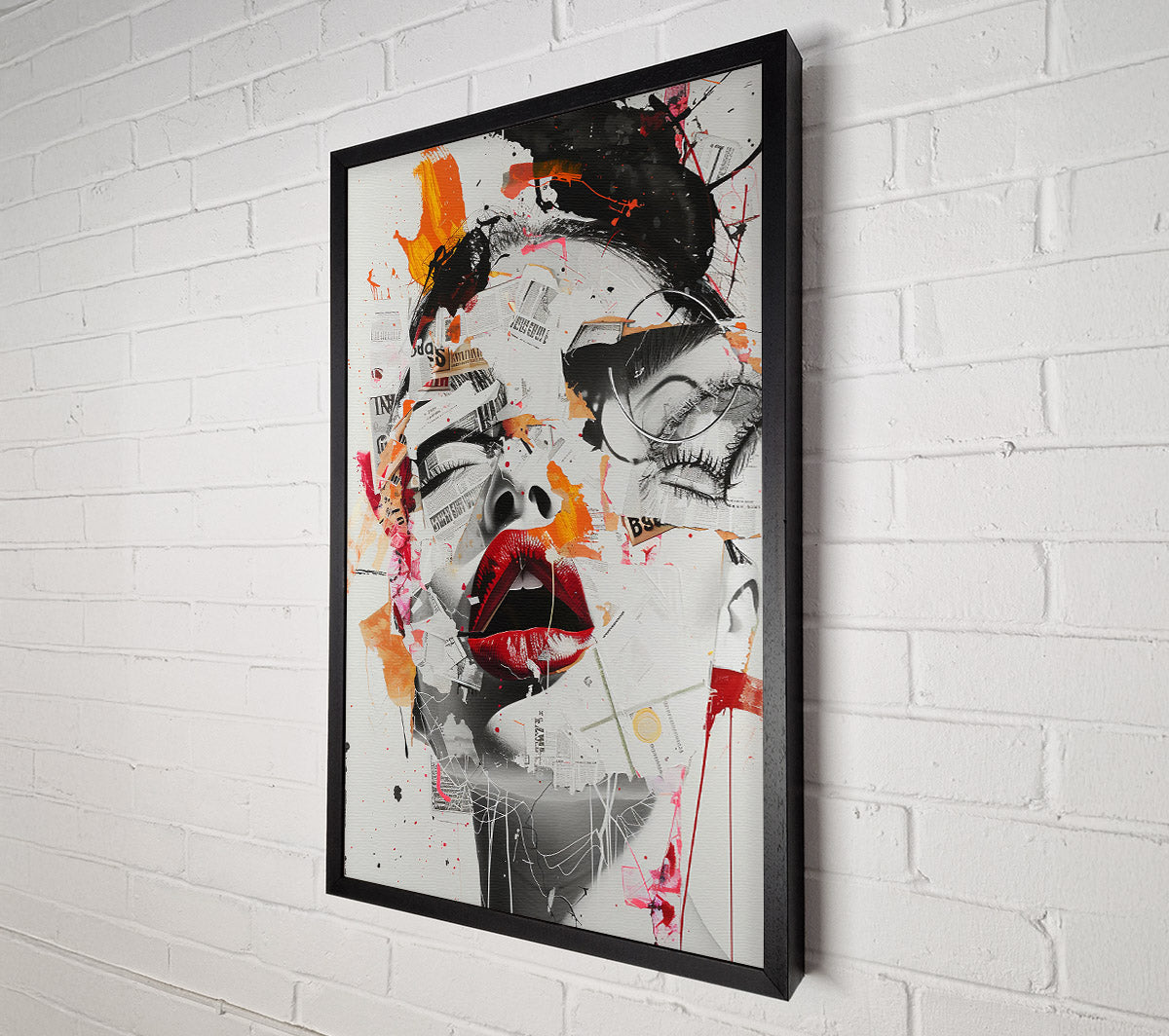 Red Lips & Ink Splatter Canvas Wall Art