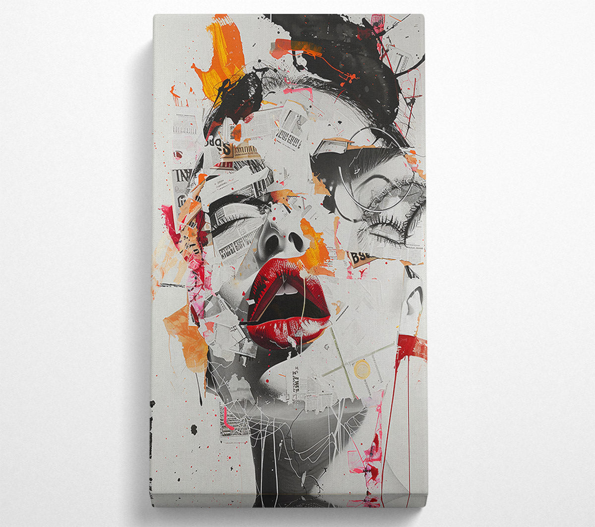 Red Lips & Ink Splatter Canvas Wall Art