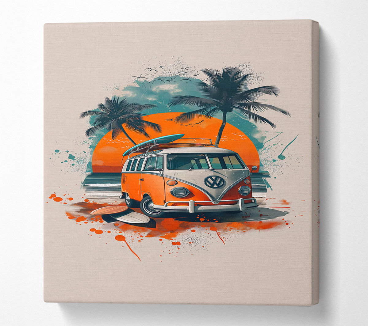 Vw Camper Holiday Canvas Wall Art