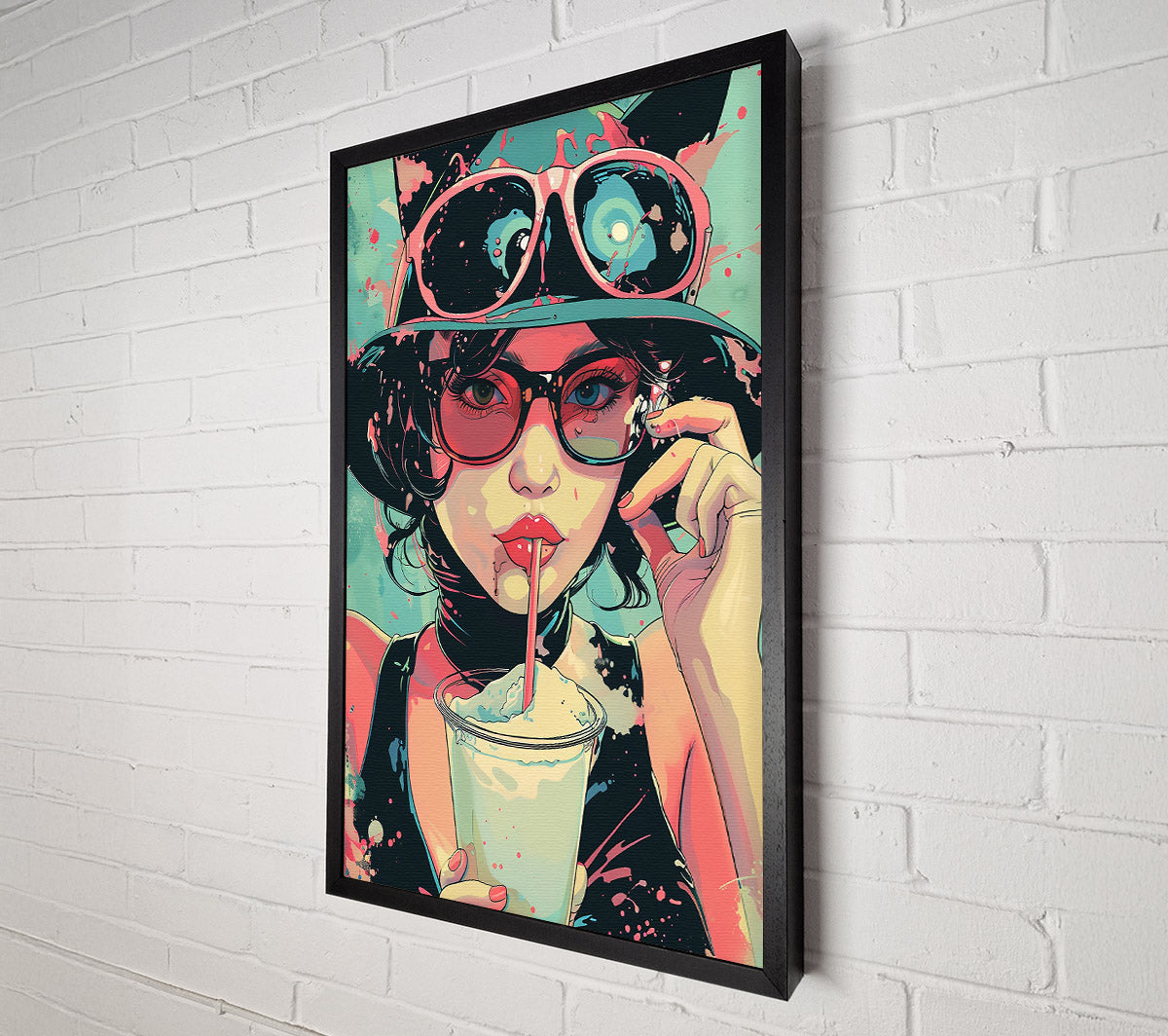 Pink Shades & Milkshake Canvas Wall Art