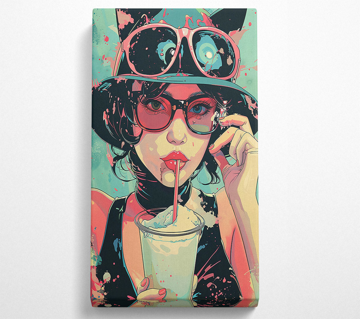 Pink Shades & Milkshake Canvas Wall Art
