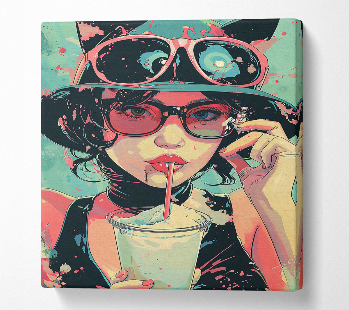 Pink Shades & Milkshake Canvas Wall Art